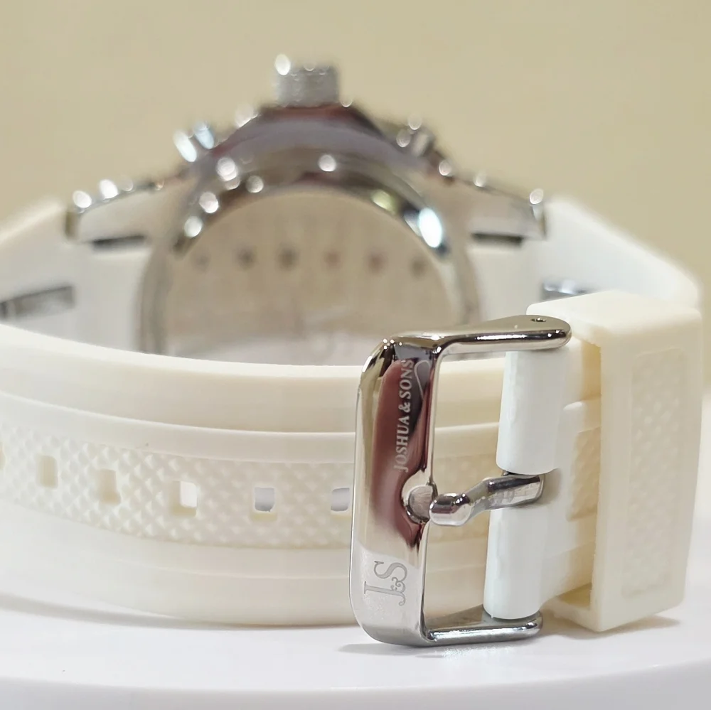 Joshua & Son's White Chronograph Quartz Men's Large Wrist Watch Model JS50